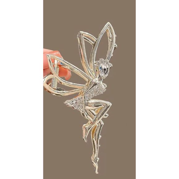 Disney Inspired Tinkerbell Gold Hair Claw Clip with Rhinestones - Picture 2 of 4